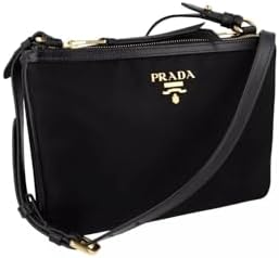 Prada Black Vitello Phenix Leather Camera Crossbody Bag Gold Logo